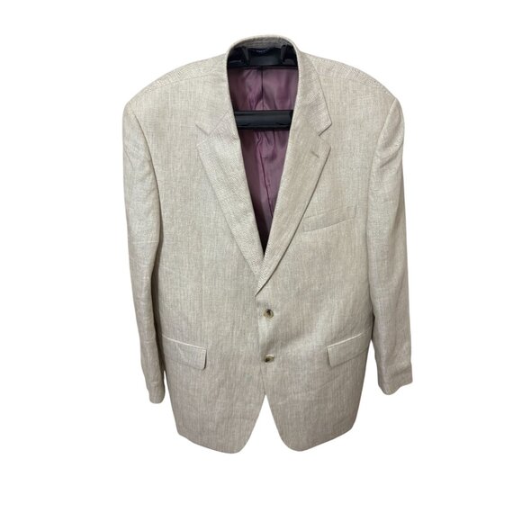 Alan Flusser 100% Linen Men's Sport Coat Jacket Beige Neutral Summer - Picture 1 of 12